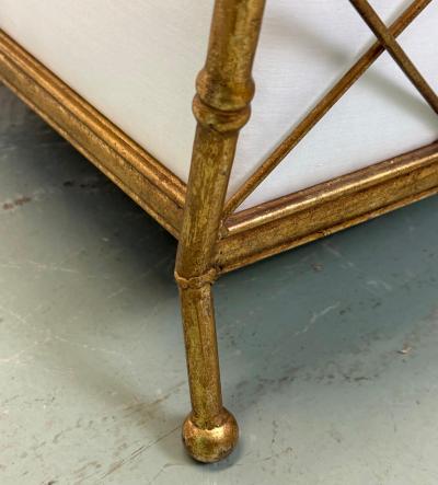 Jacques Adnet Pair of French Mid century Gilt Iron Faux Bamboo Lounge Chairs Jacques Adnet