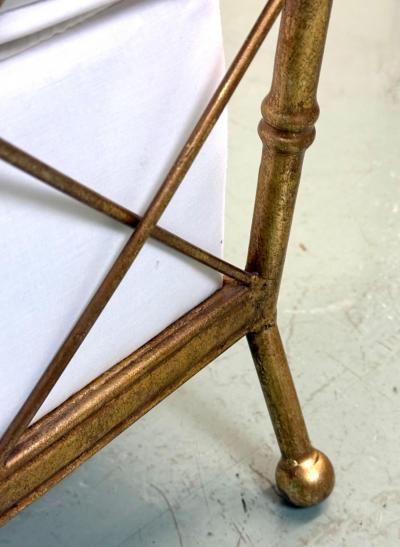 Jacques Adnet Pair of French Mid century Gilt Iron Faux Bamboo Lounge Chairs Jacques Adnet