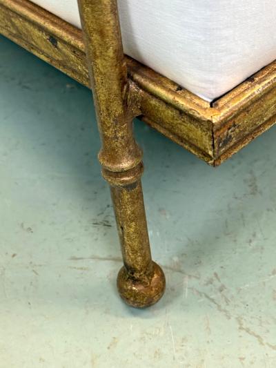 Jacques Adnet Pair of French Mid century Gilt Iron Faux Bamboo Lounge Chairs Jacques Adnet