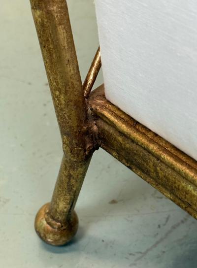 Jacques Adnet Pair of French Mid century Gilt Iron Faux Bamboo Lounge Chairs Jacques Adnet