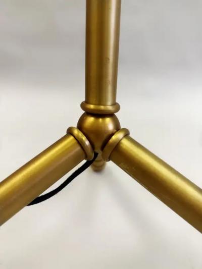 Jacques Adnet Pair of Large French Brass Faux Bamboo Floor Lamps in the style of Jacques Adnet