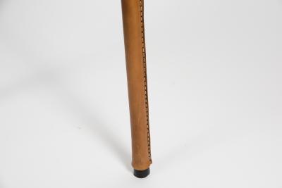 Jacques Adnet Pair of Stitched Leather Stools By Jacques Adnet