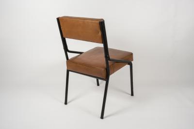 Jacques Adnet Pair of Stitched Leather chairs by Jacques Adnet