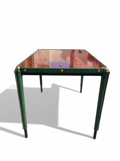 Jacques Adnet Pair of Stitched leather side tables by Jacques Adnet
