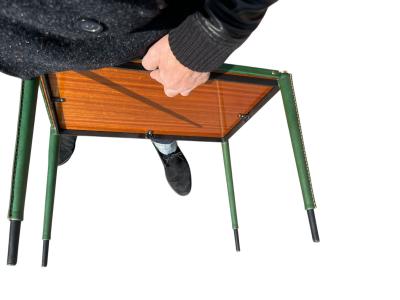 Jacques Adnet Pair of Stitched leather side tables by Jacques Adnet