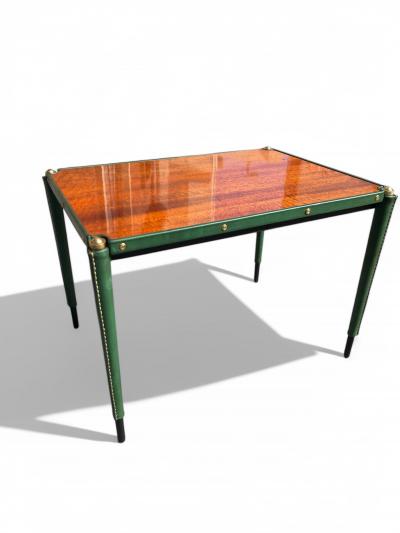 Jacques Adnet Pair of Stitched leather side tables by Jacques Adnet