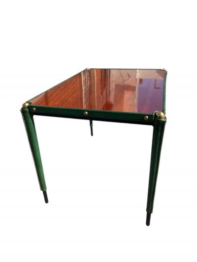 Jacques Adnet Pair of Stitched leather side tables by Jacques Adnet