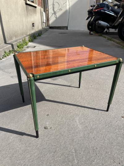 Jacques Adnet Pair of Stitched leather side tables by Jacques Adnet