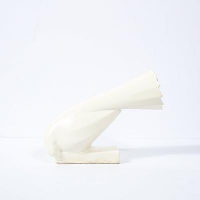 Jacques Adnet Pair of White Ceramic Dove Sculptures by Jacques Adnet