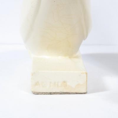 Jacques Adnet Pair of White Ceramic Dove Sculptures by Jacques Adnet