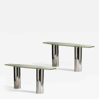 Jacques Adnet Pair of large console tables