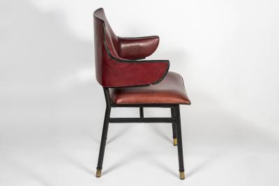 Jacques Adnet Pair of rare Stitched Leather armchairs by Jacques Adnet
