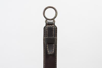 Jacques Adnet Pair of side tables in stitched leather by Jacques Adnet