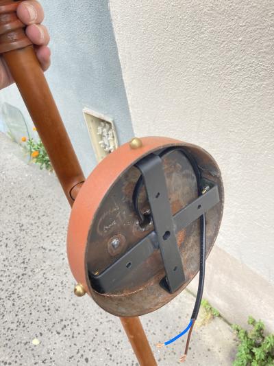 Jacques Adnet Pair of tall stitched leather lantern sconces by Jacques Adnet