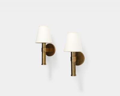 Jacques Adnet Polished Brass Wall Lights in the Manner of Adnet