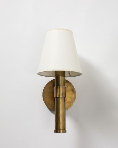 Jacques Adnet Polished Brass Wall Lights in the Manner of Adnet