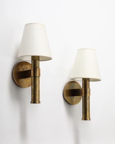 Jacques Adnet Polished Brass Wall Lights in the Manner of Adnet