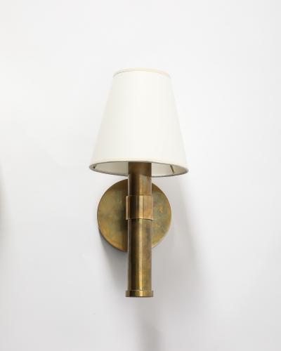 Jacques Adnet Polished Brass Wall Lights in the Manner of Adnet