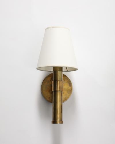 Jacques Adnet Polished Brass Wall Lights in the Manner of Adnet