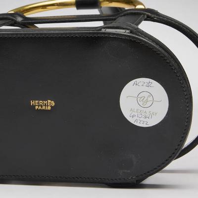 Jacques Adnet Rare Black Stitched Leather Equestrian Decanter Set by Jacques Adnet for Hermes