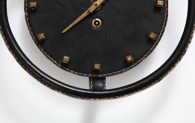 Jacques Adnet Rare Leather and Bronze Horseshoe Wall Clock by Jacques Admet