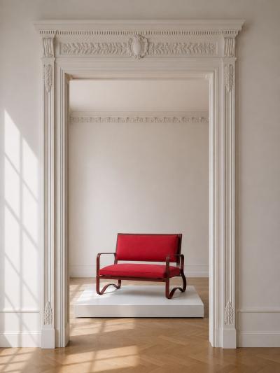 Jacques Adnet Rare Settee Leather Steel France 1950s