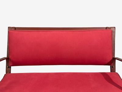 Jacques Adnet Rare Settee Leather Steel France 1950s