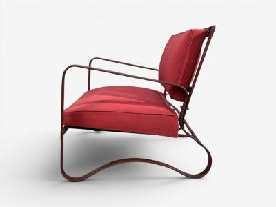 Jacques Adnet Rare Settee Leather Steel France 1950s