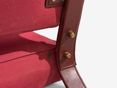 Jacques Adnet Rare Settee Leather Steel France 1950s