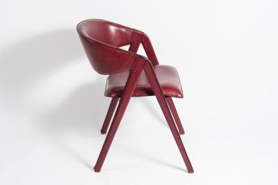 Jacques Adnet Rare Stitched Leather Armchair By Jacques Adnet