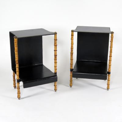 Jacques Adnet Rare pair of side tables