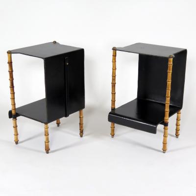 Jacques Adnet Rare pair of side tables