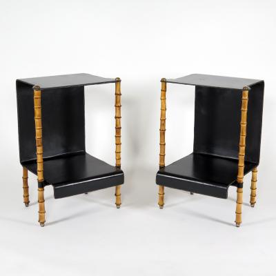 Jacques Adnet Rare pair of side tables