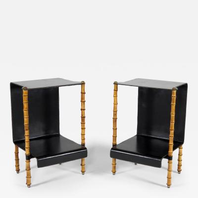 Jacques Adnet Rare pair of side tables