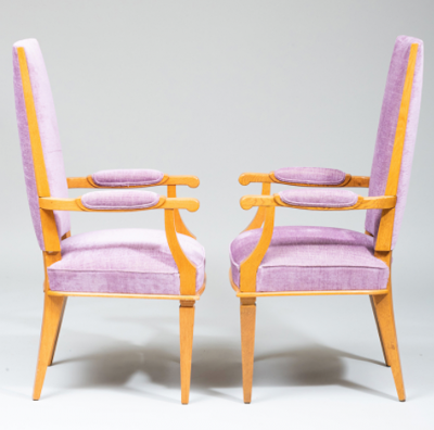 Jacques Adnet SET OF FOUR ART DECO BEECHWOOD ARMCHAIRS BY JACQUES ADNET