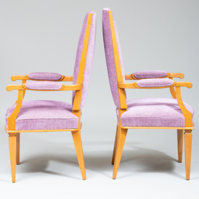 Jacques Adnet SET OF FOUR ART DECO BEECHWOOD ARMCHAIRS BY JACQUES ADNET