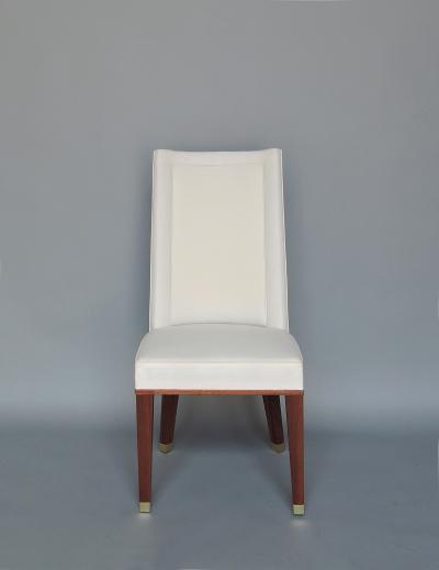 Jacques Adnet Set of 11 Fine French 1950s Mahogany Dining Chairs by Jacques Adnet