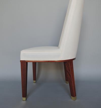 Jacques Adnet Set of 11 Fine French 1950s Mahogany Dining Chairs by Jacques Adnet