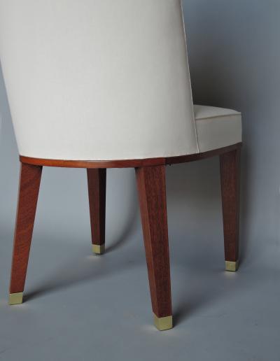 Jacques Adnet Set of 11 Fine French 1950s Mahogany Dining Chairs by Jacques Adnet