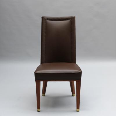 Jacques Adnet Set of 12 Fine French 1950s Mahogany Dining Chairs by Jacques Adnet