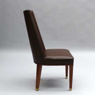 Jacques Adnet Set of 12 Fine French 1950s Mahogany Dining Chairs by Jacques Adnet
