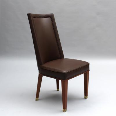Jacques Adnet Set of 12 Fine French 1950s Mahogany Dining Chairs by Jacques Adnet
