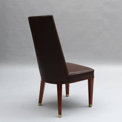 Jacques Adnet Set of 12 Fine French 1950s Mahogany Dining Chairs by Jacques Adnet