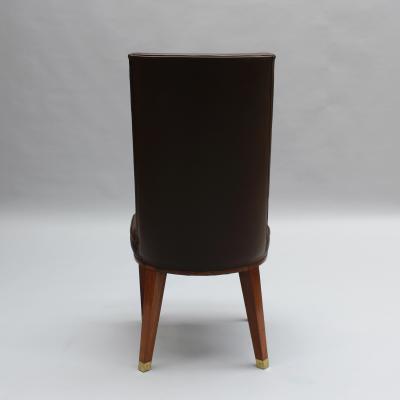 Jacques Adnet Set of 12 Fine French 1950s Mahogany Dining Chairs by Jacques Adnet