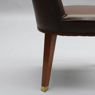 Jacques Adnet Set of 12 Fine French 1950s Mahogany Dining Chairs by Jacques Adnet