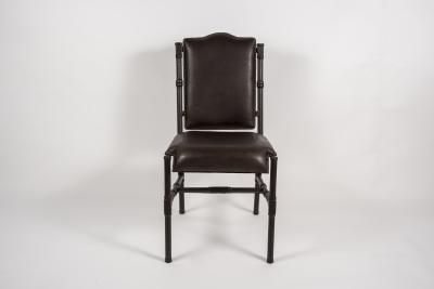 Jacques Adnet Set of 4 chairs in stitched leather By Jacques Adnet