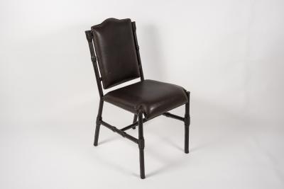 Jacques Adnet Set of 4 chairs in stitched leather By Jacques Adnet