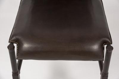 Jacques Adnet Set of 4 chairs in stitched leather By Jacques Adnet