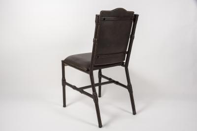 Jacques Adnet Set of 4 chairs in stitched leather By Jacques Adnet
