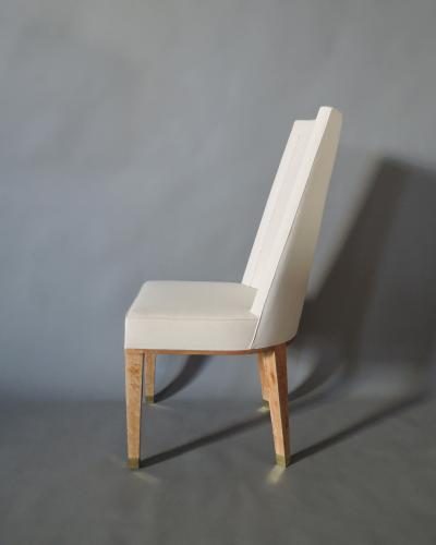 Jacques Adnet Set of 8 Fine French 1950s Bleached Mahogany Dining Chairs by Jacques Adnet